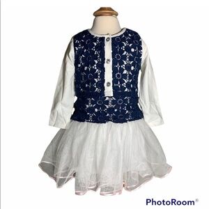 NWOT beautiful Navy Lace Dresses With Matching Crop Jacket Size 18M